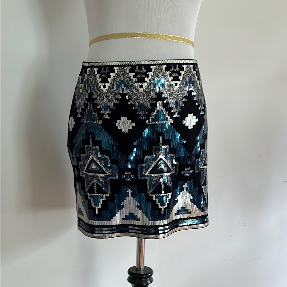 Sequin Embellished Black, Blue, Silver Express Skirt